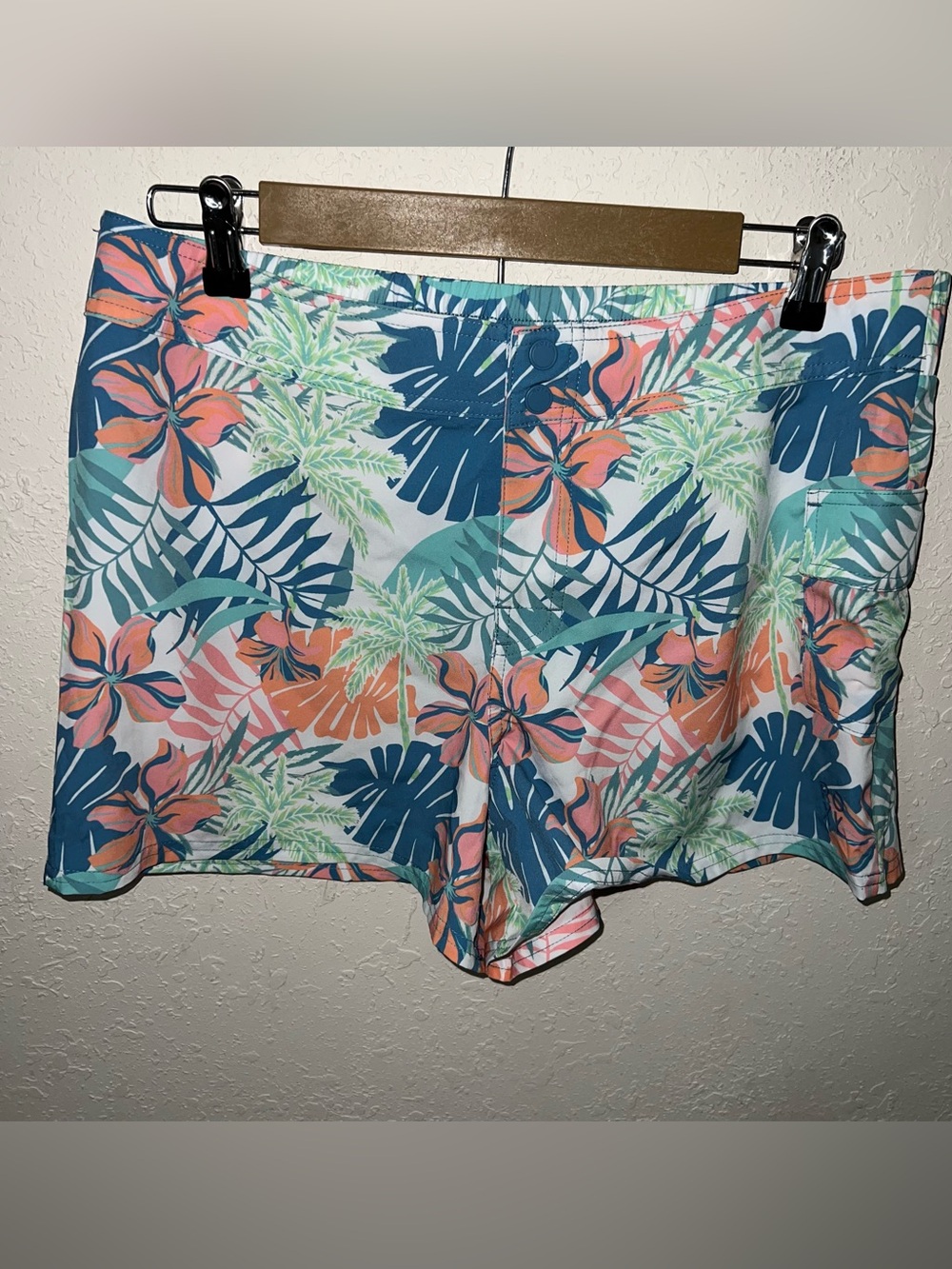 Roxy Stretch Board Shorts UPF 50+ Elastic Waist Swim Surf Shorts-Tropic Multi